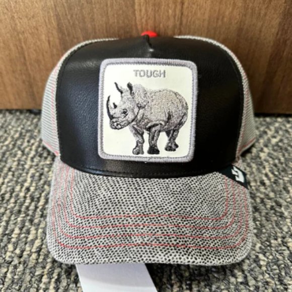 Goorin Animal Trucker Baseball Snapback Leather Tough Rhino Hat